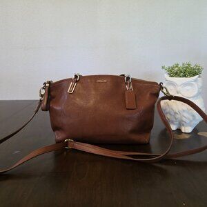 COACH Mini Bennett Pebbled Leather Crossbody Satchel – Saddle Brown